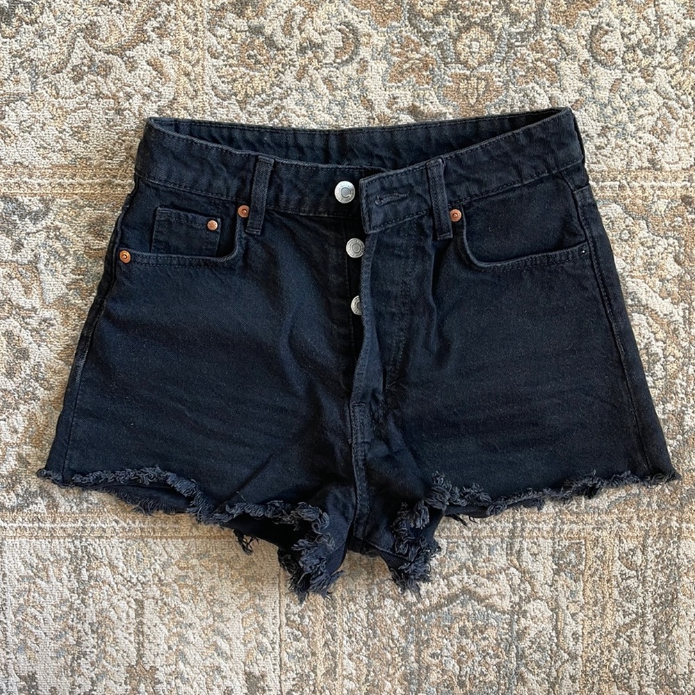Black denim shorts